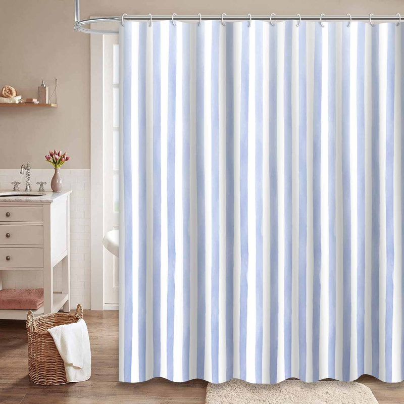 Rideau de douche à rayures abstraites avec lignes et aquarelle, L 72 po x l 84 po