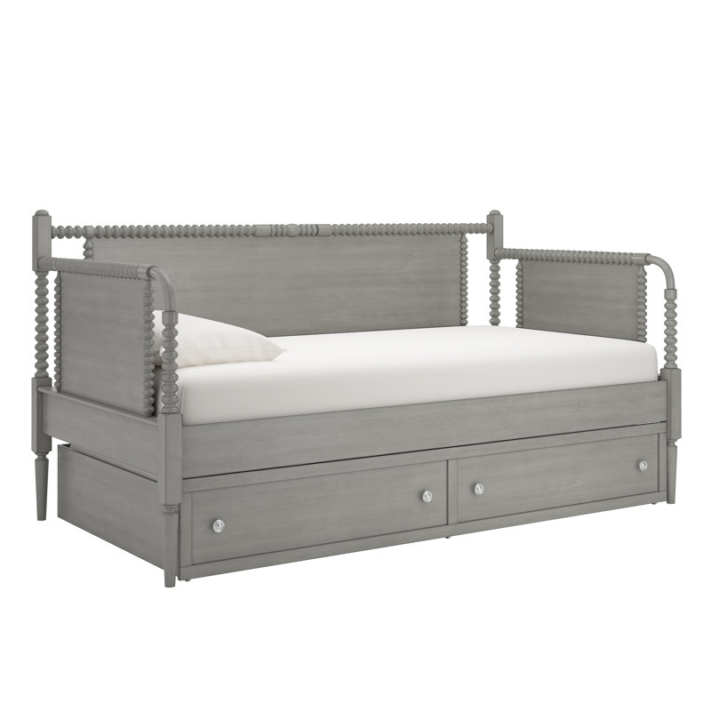 Lit de jour avec lit gigogne Delaria, Gris antique