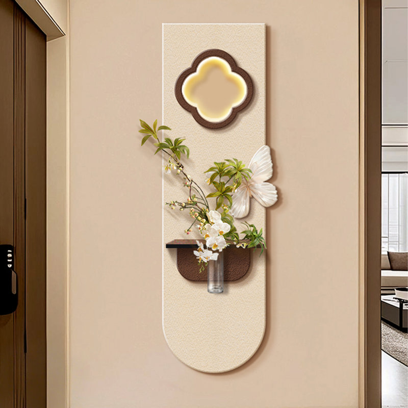 Art mural en bois manufacturé brun et blanc, H 39,37 po x l 13,78 po
