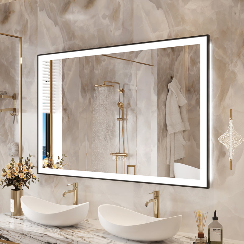 Dokes Black Framed  LED  Bathroom Vanity Mirror passed ETL, 36" x 55"