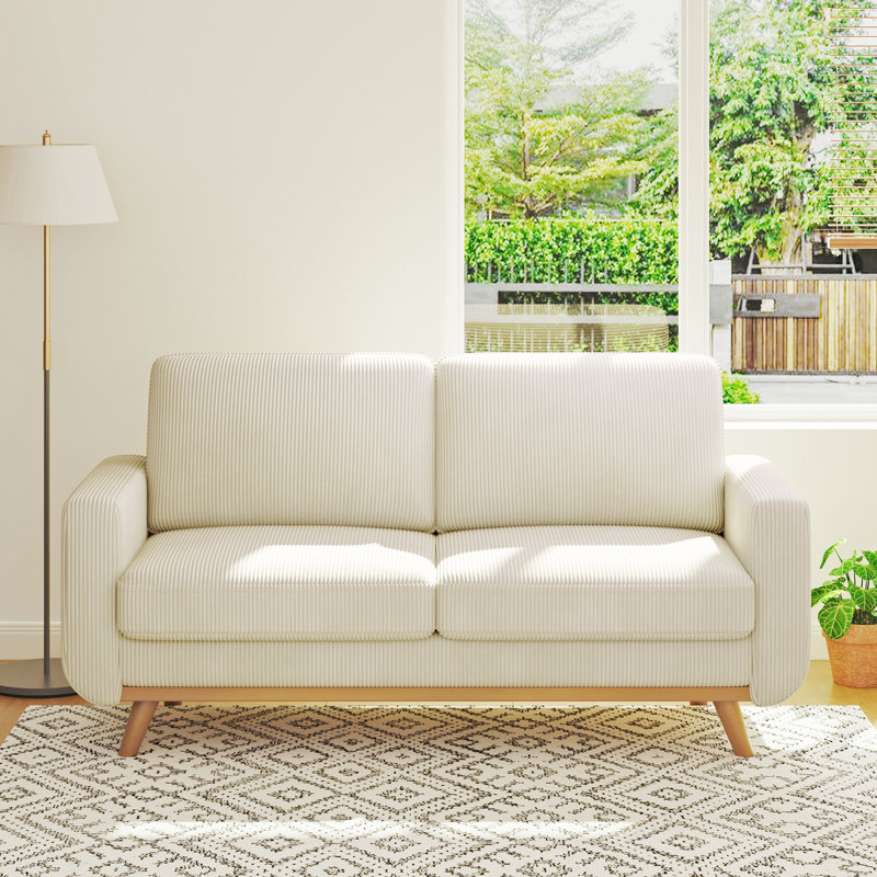 Parklawn 2 Seater Corduroy Sofa, Beige, Oak