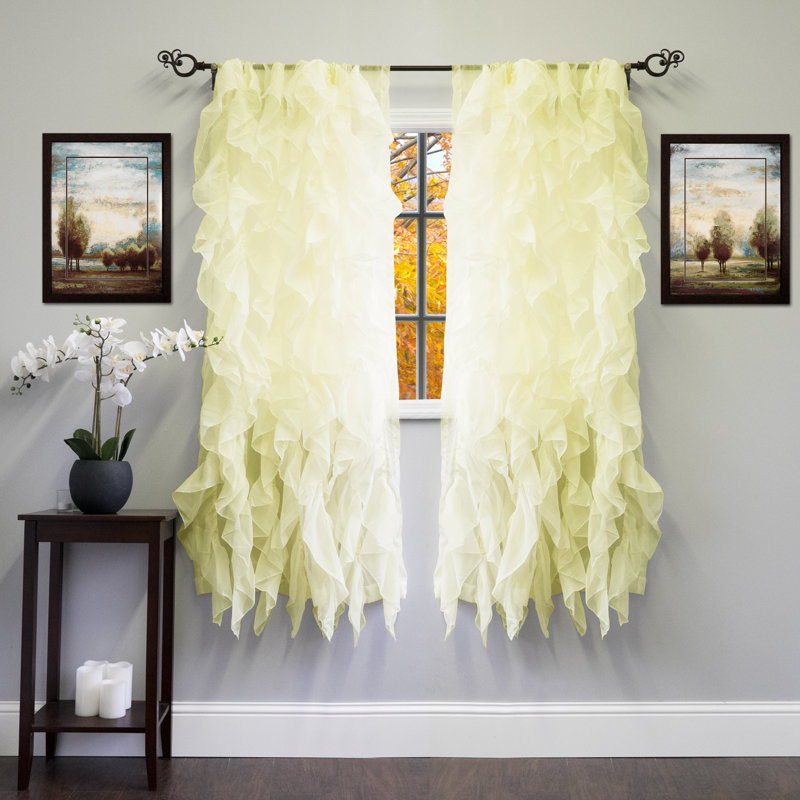 Fulda Semi Sheer Curtain Single Panel, Maize, 50" W x 63" L
