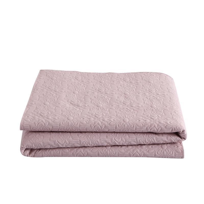 Gray Twin Microfiber Embossed Floral Quilt Set