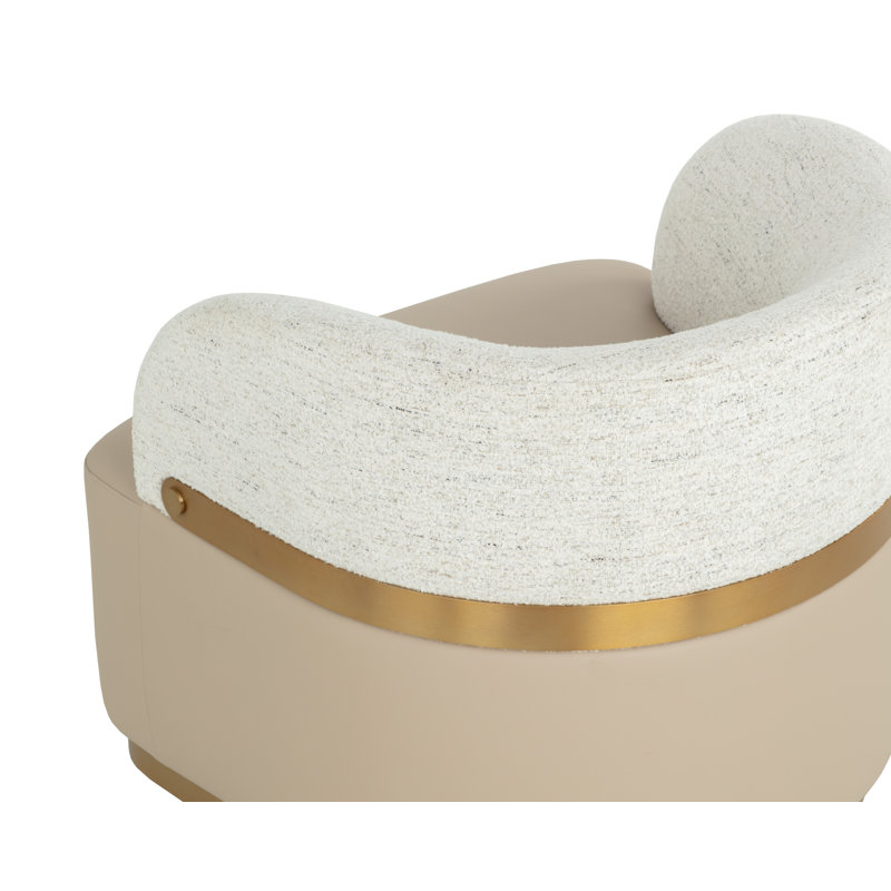 Swivel Lounge Chair, Cream Linen;Rayon / Viscose;Polyester