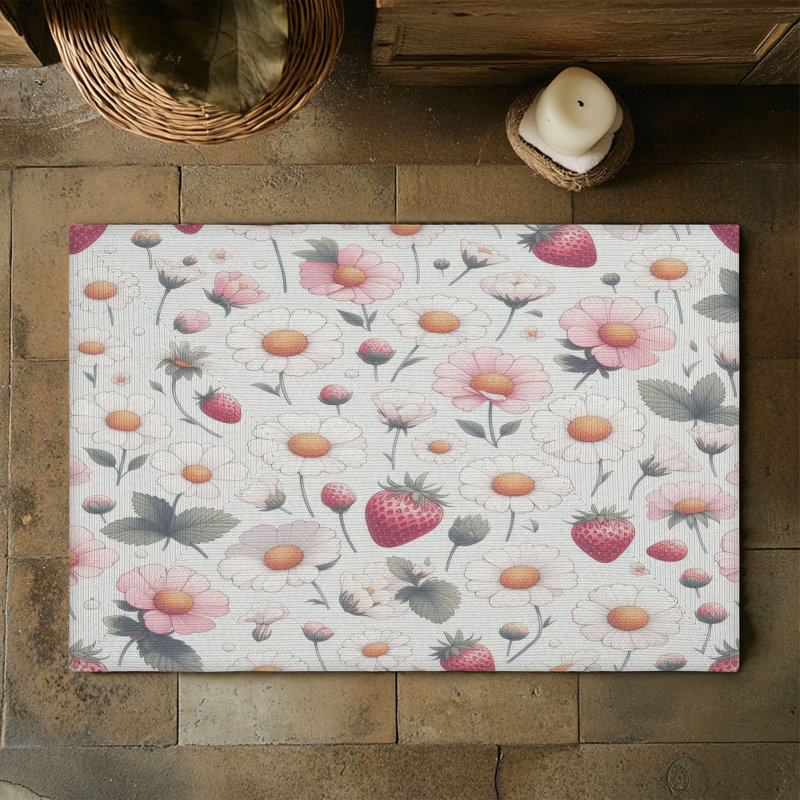 Tapis tressé Blooming Berry Blossoms, Rectangulaire 3 pi x 5 pi