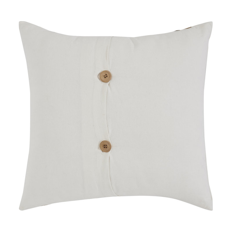 Embroidered Burlap Bunny Square Cotton Throw Pillow
