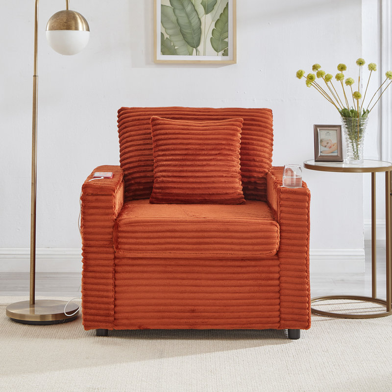 Canapé confortable moelleux en velours côtelé, Orange