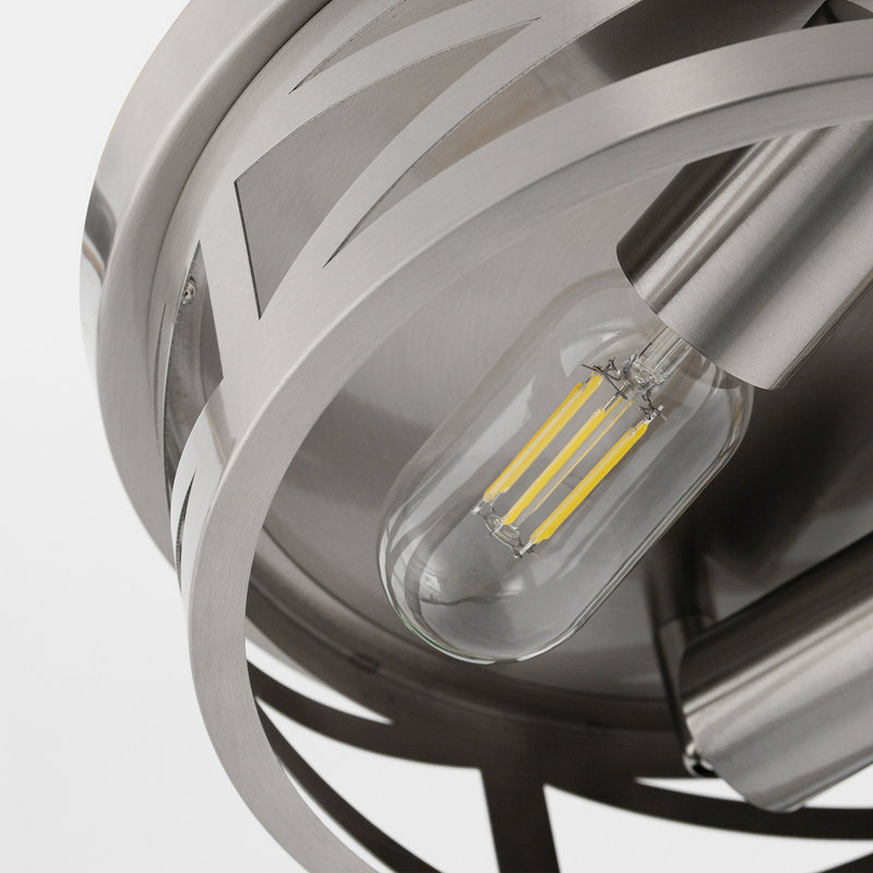 Craspedia 2-Light Drum Farmhouse Flush Mount, Sliver