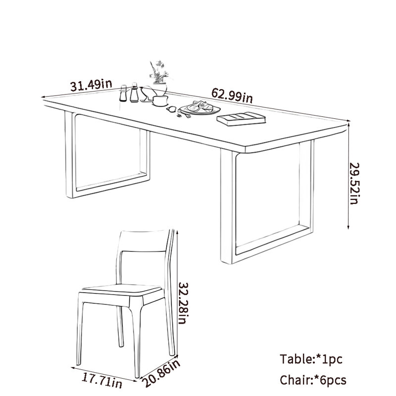 Ensembles de table de salle à manger simples et élégants en bois massif, H 29,52 po x l 62,99 po x P 31,49 po