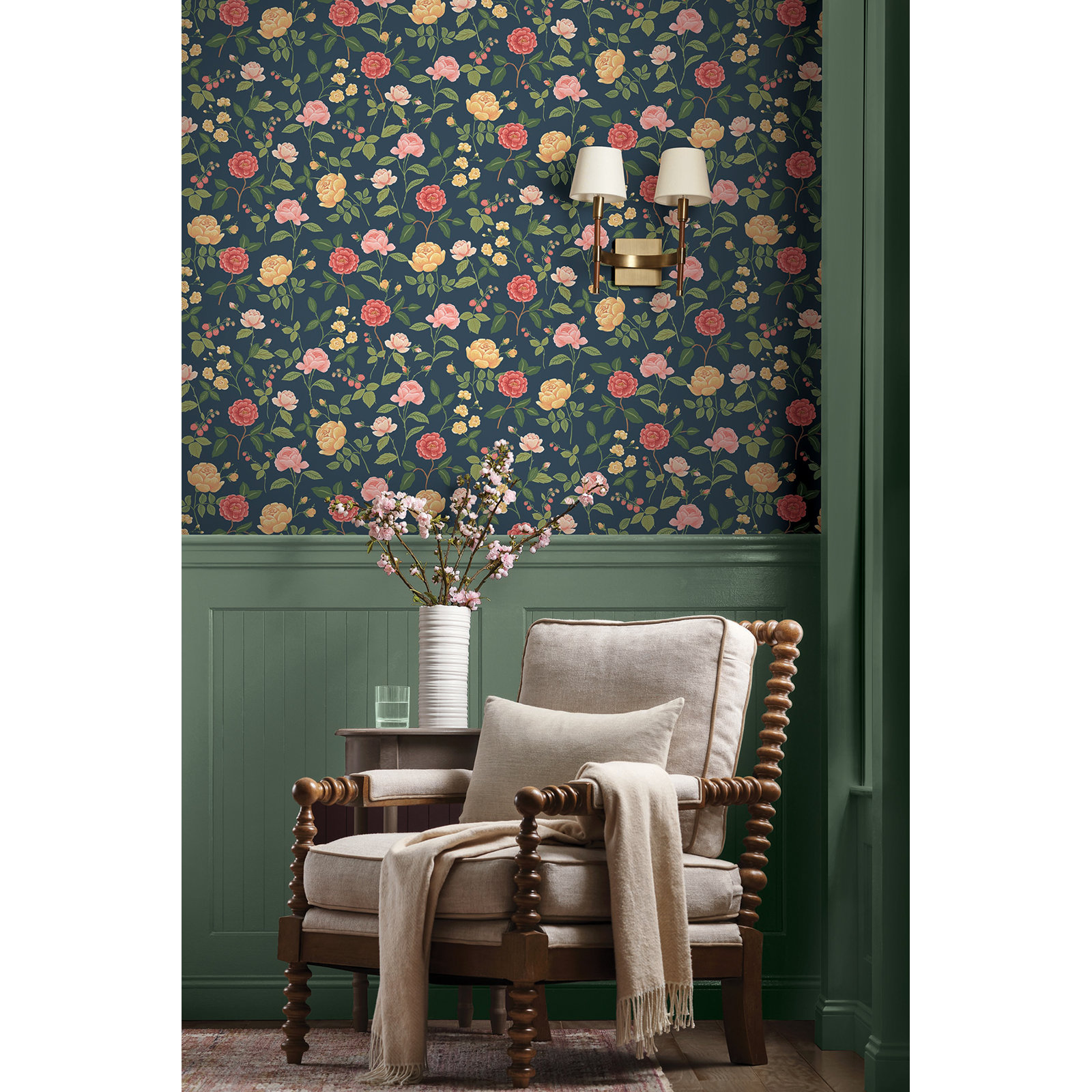Rifle Paper Co. Roses Wallpaper, Navy