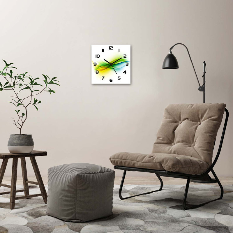Harper-Lilly Glass Wall Clock, Black/Blue/Green/Yellow