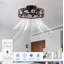 Ventilateur de plafond encastré antique avec lumière en cage réversible 6 vitesses-130156550