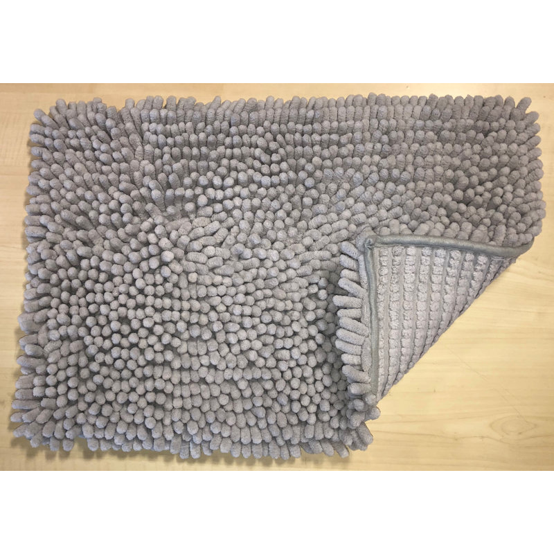 Berat Polyester Blend Non-Slip Bath Rug, Grey
