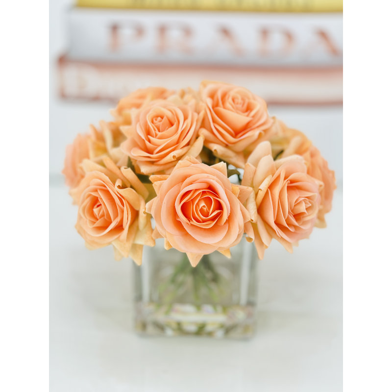 Centre de table artificiel Real Touch Rose, Orange