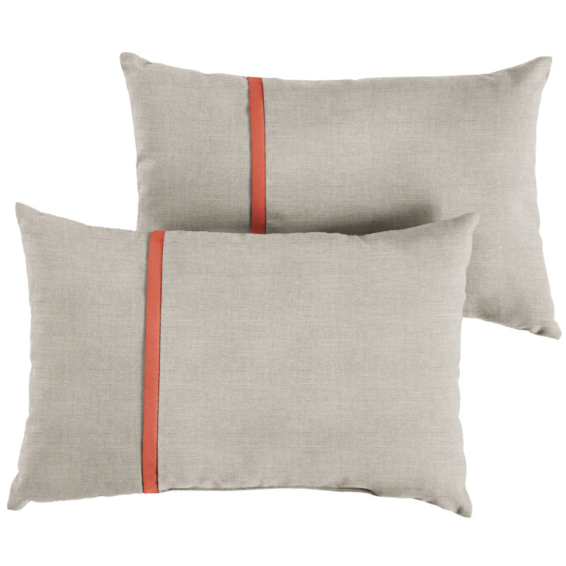 Coussin d'extérieur Quincy, 12 po x 24 po, Orange clair / argent