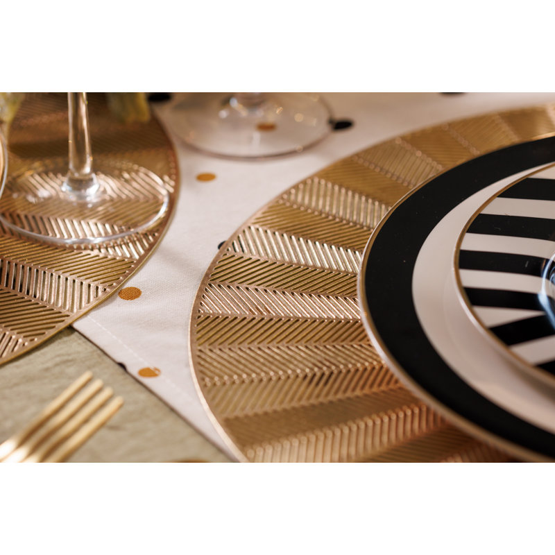 Mikasa Round Metallic Placemats, Set of 4, Gold, 38cm