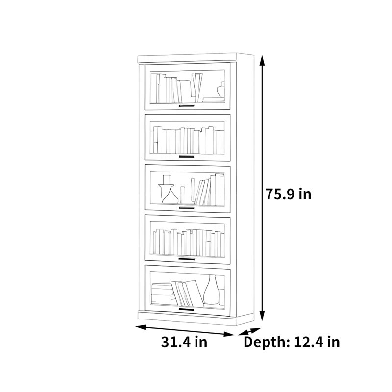 Une bibliothèque simple et stable, Blanc, (5 tablettes) H 75,9 po x l 31,4 po x P 12,4 po