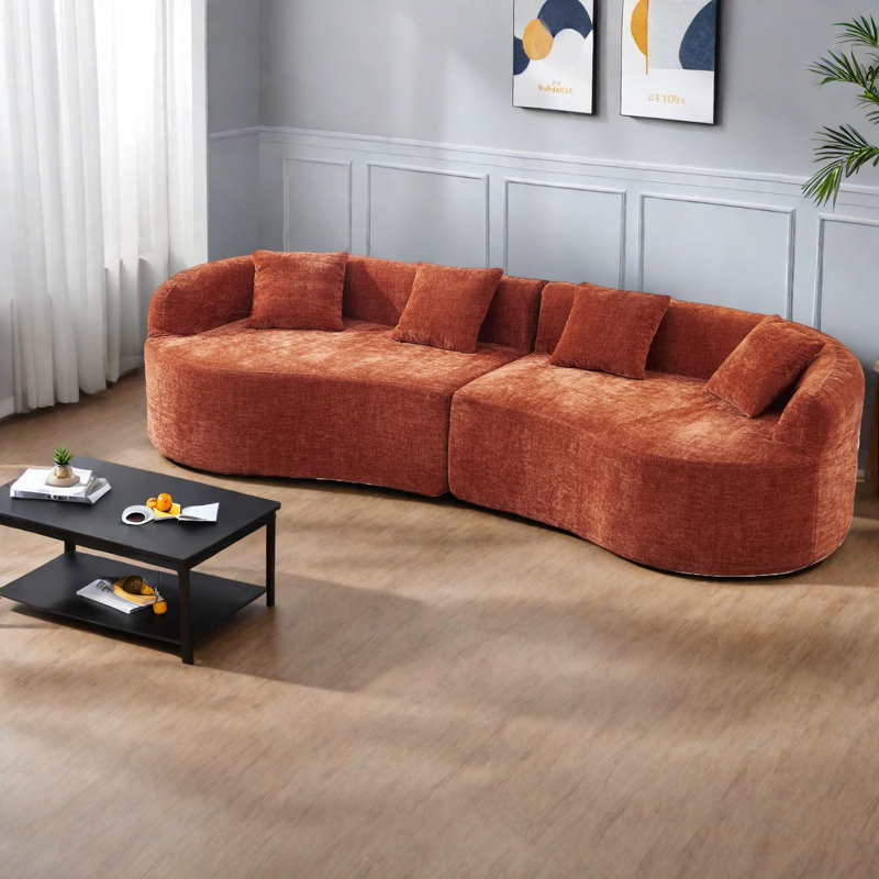 Canapés confortables en chenille, design moderne incurvé pour la maison