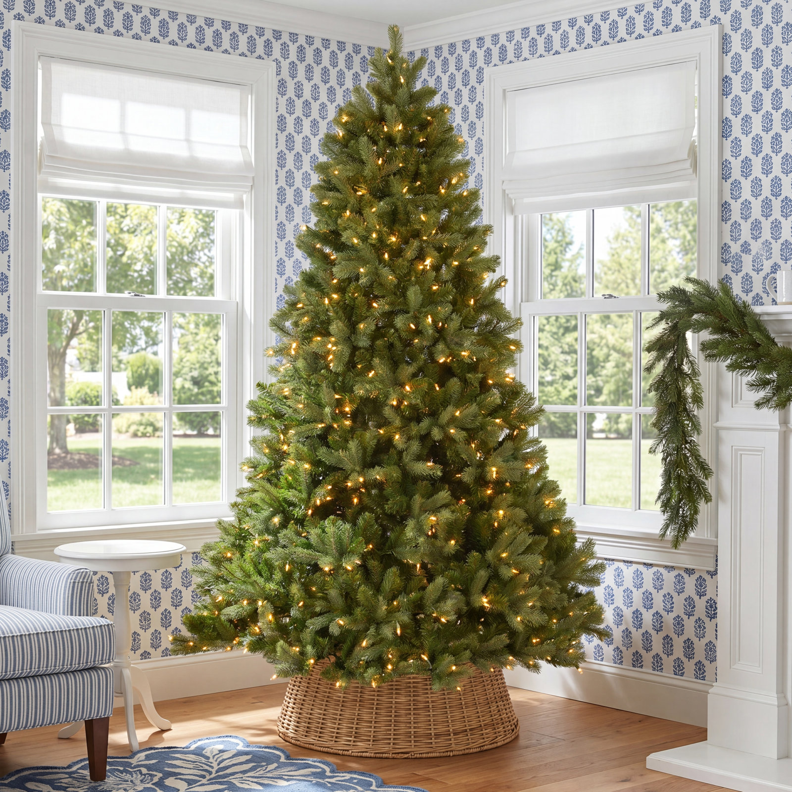 Pre-Lit Fir Christmas Tree, 7.5' H x 59" W, Pre-Lit