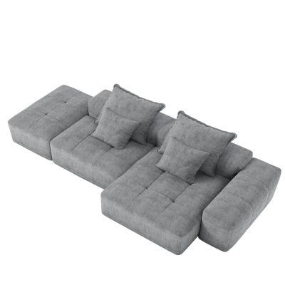 Modern Oversized Modular Sectional Sofa with Ottoman,Sparkling Chenille Fabric Soft Cushion Sofa