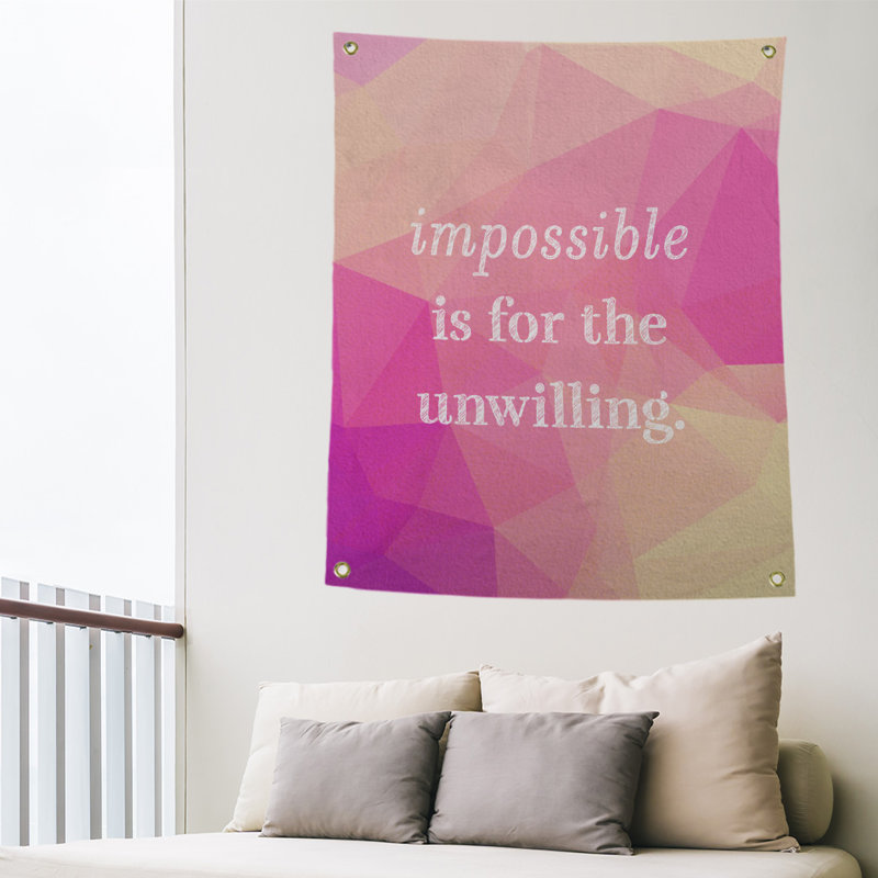 Tapisserie quote-en polyester en faux gemme, H 80 po x l 59 po, Diamant rose