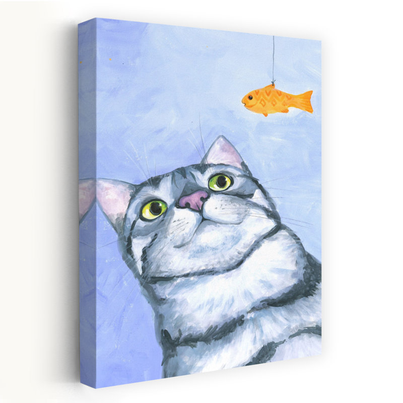 Fishing Game Contemporary Cat Fish Wall Art Print, 152.4cm H x 101.6cm W