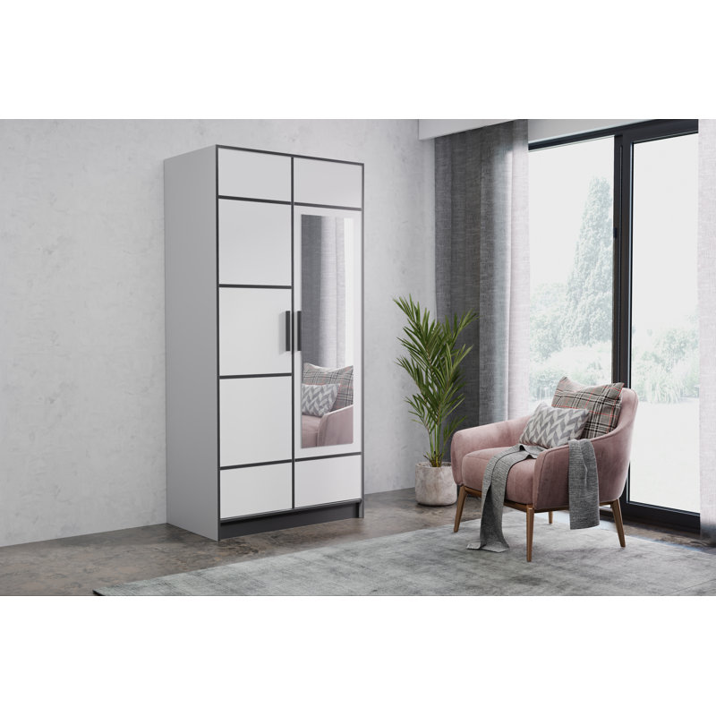 Mahkel 2 Door Wardrobe, White/Black