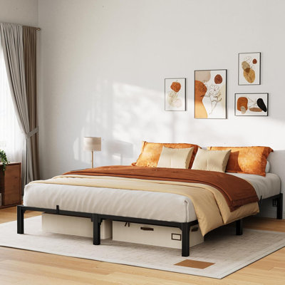 8 Inch Bed Frame, Heavy Duty Metal Platform Bed Frame with Durable Iron Slat Support and Legs, No Box Spring Required, No Screws Needed, Support Up to 800 Lbs