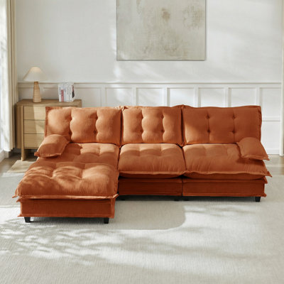 Canapé 107 po 3 places Cloud, canapé modulaire modulaire, canapé moderne à assise profonde pour le salon, coussin de siège confortable en treillis décoré, tissu chenille respirant