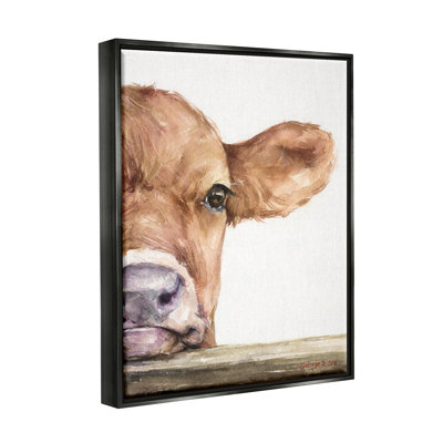 " Baby Calf Cow Resting Head Up-Close Rural " by George Dyachenko Painting Print
