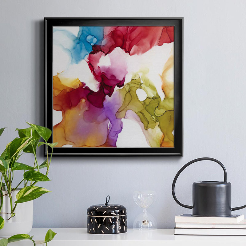 " Spectrum Colours I " Painting Print, 24" H x 24" W x 1" D, Black Framed Canvas