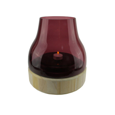 Porte-bougie 9,75 "avec base en bois
