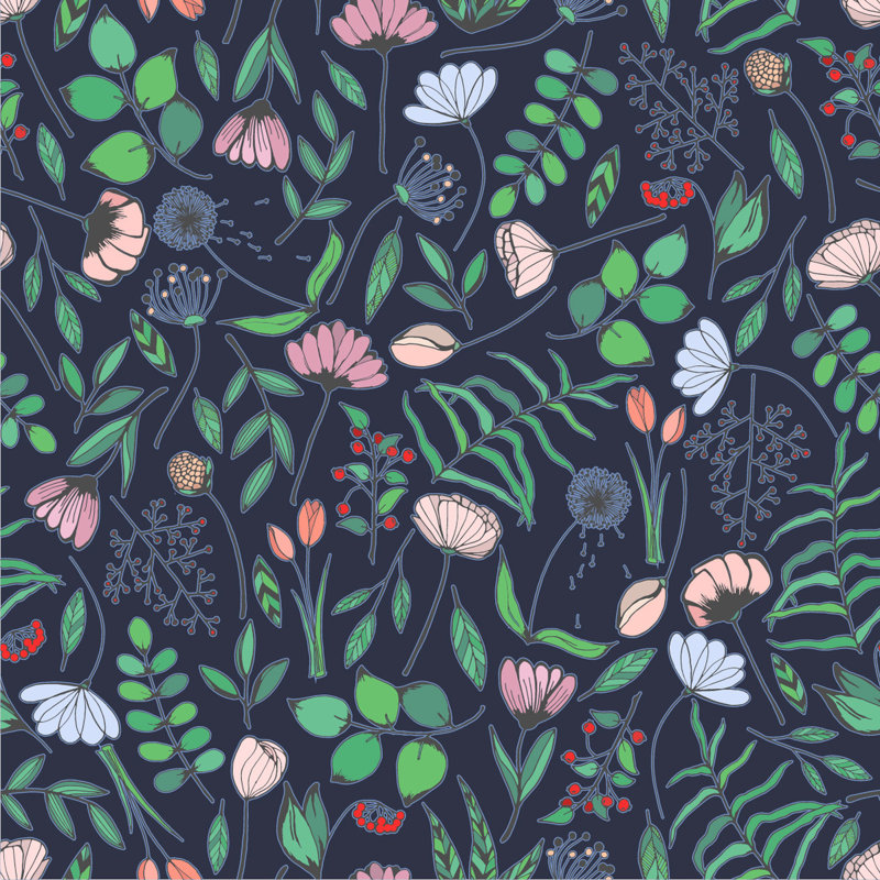 Floral Tile, 2.08' W x 10.42' L