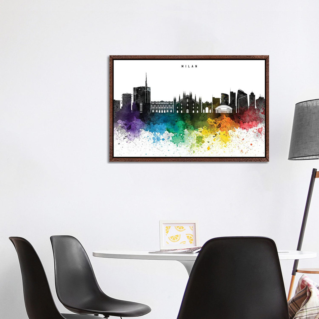 Mailand Skyline, Rainbow Style von WallDecorAddict - Galerie-verpackte Leinwand Giclée