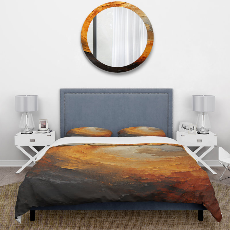 Ensemble de housse de couette Gold Orange Desert Mirage Spiral I - Abstract Spirals