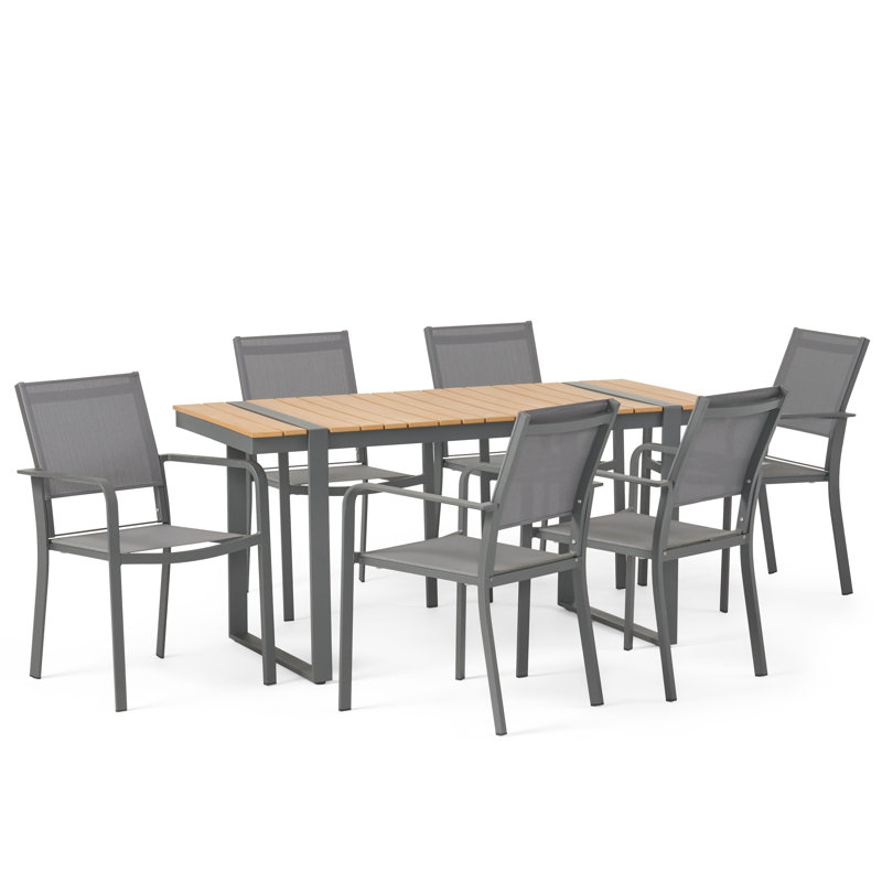 6 - Person Metal Patio Dining Set with Rectangular Table