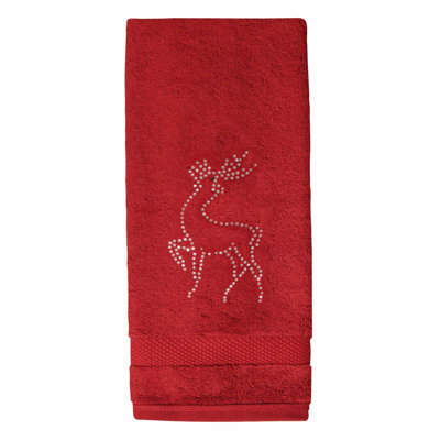 Sparkles Home Reindeer Rhinestone Hand Towel | 100% Turkish Cotton Terry | Perfect for Bathroom