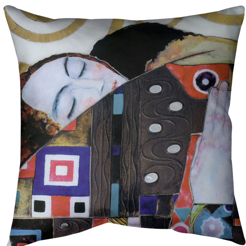 Coussin Embrace, 18 po x 18 po, Rouge / doré, Polyester sergé