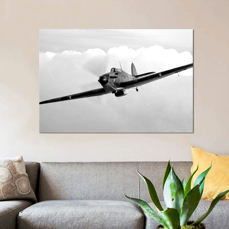 «A Hawker Hurricane Avion in Flight I», impression sur toile, H 8 po x l 12 po x P 0,75 po, Toile tendue, Pas de tapis