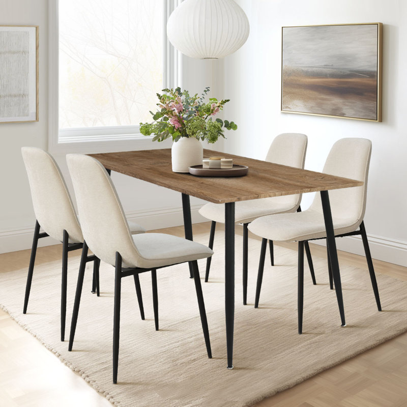 Ensemble de salle à manger 4 personnes Izzat avec table rectangulaire P 47 po et chaises en chenille , Beige