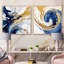 Bleu foncé et spirale dorée - ensemble de 2 collages carrés abstraits en spirale-1136569456-1136569457