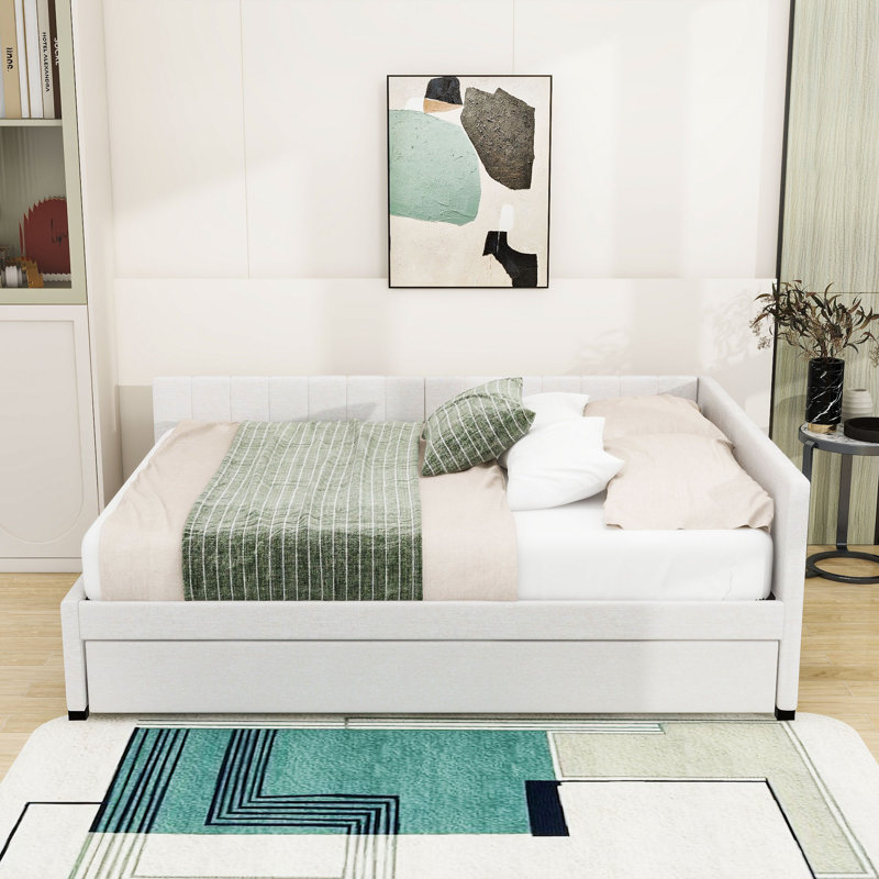 Lit de jour double avec lit gigogne Verlinda, Beige