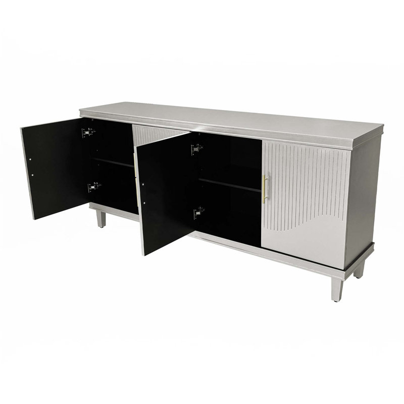Grande armoire à 4 portes, Champagne, H 32,28 po x l 70,07 po x P 15,75 po