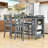 5-Piece Dining Set, Counter Height Dining Table with Built-In Storage and 4 Upholstered Chairs-501290492