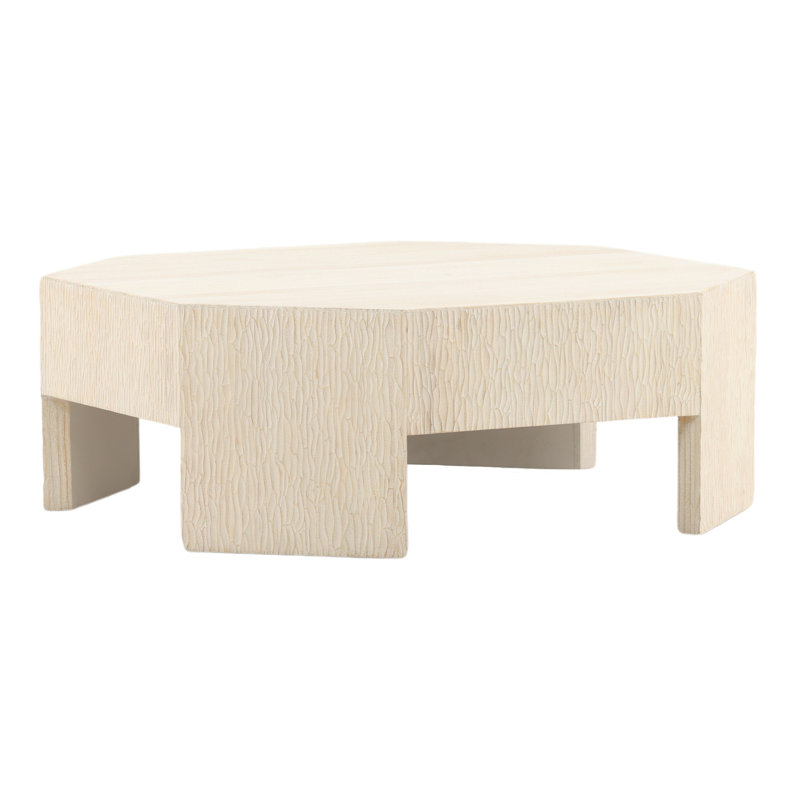 Gia Pine Wood Coffee Table, Whitewash