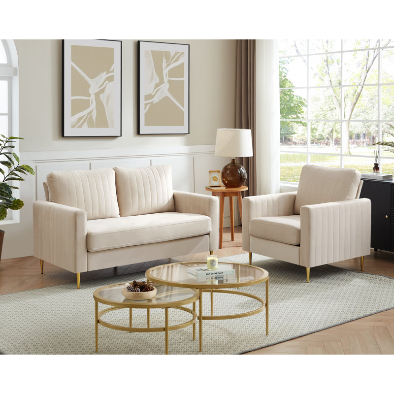 Manito 2 - Piece Velvet Living Room Set, Beige