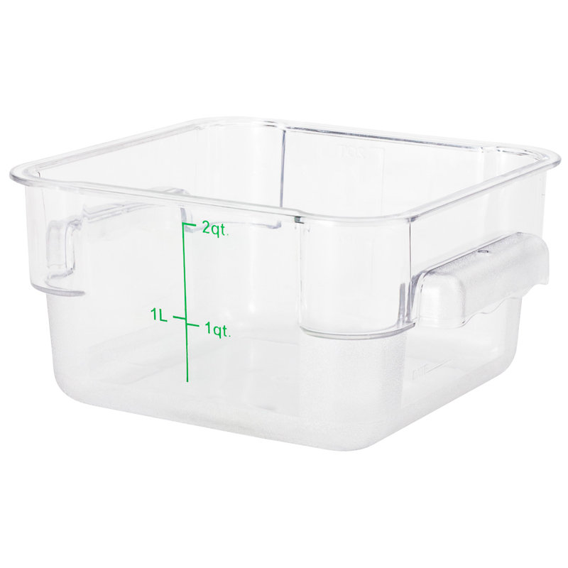 Seau à saumure de 2 pintes, 1 récipient carré de marinage - avec marqueurs de volume, poignée intégrée, seau à pâte en plastique transparent et vert, allant au congélateur, couvercle vendu séparément