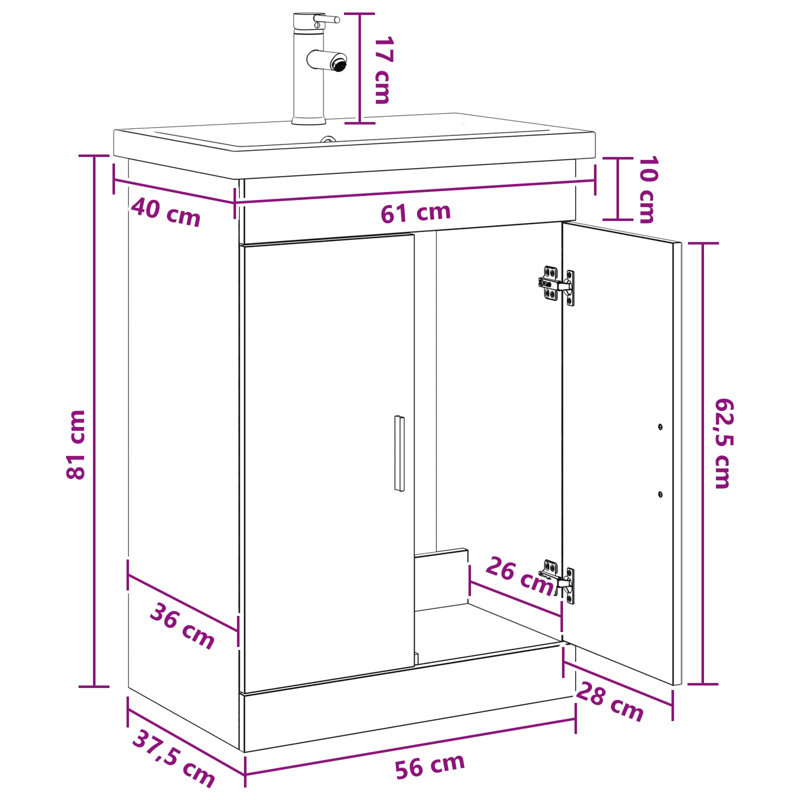 Vanity & Mirror Set, Smoked Oak