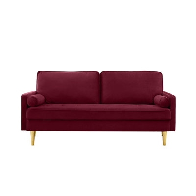 Causeuse en velours de 67 po, canapé rembourré, canapé avec accoudoirs, causeuse, pieds en métal