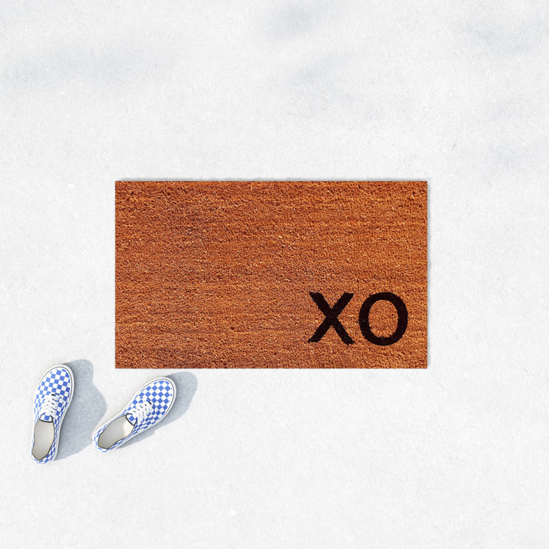 Slope Non-Slip Valentine's Day Outdoor Doormat, Natural, 30" W x 48" L